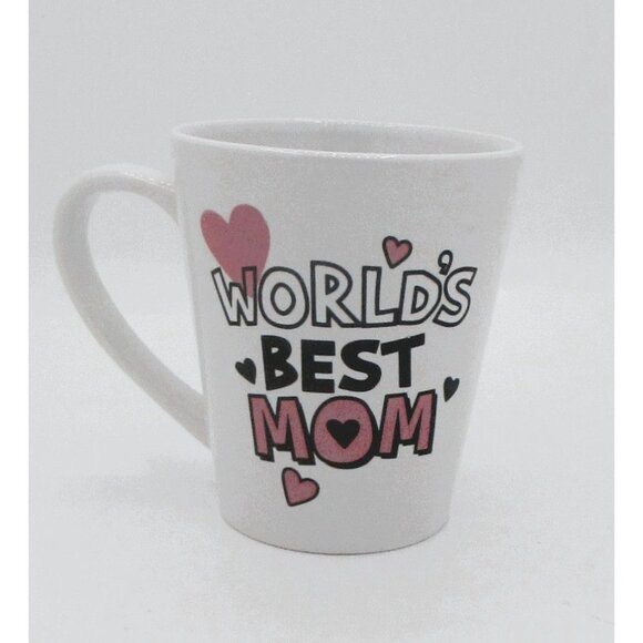 Worlds Best Mom Ceramic Mug Pink Hearts Mothers Day 12 oz - Picture 3 of 5